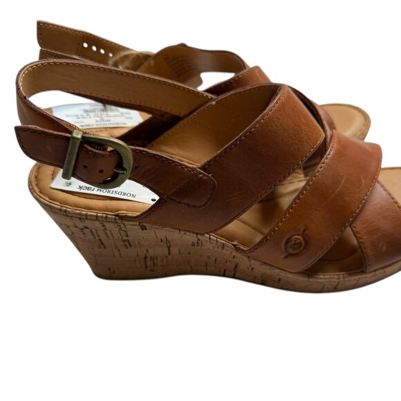 NEW NWT SAMI CORK WEDGE SANDAL BY BORN BRAND. TAN. SIZE WOMEN'S 10M. - Picture 9 of 14